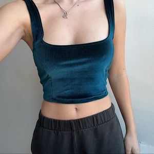 Velvet Blue Cropped Tank Top